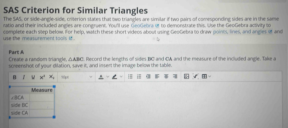 Solved: SAS Criterion for Similar Triangles The SAS, or side-angle-side ...