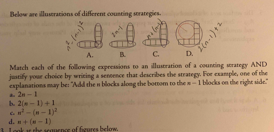 Below are illustrations of different counting strategies. A. B. C. D ...
