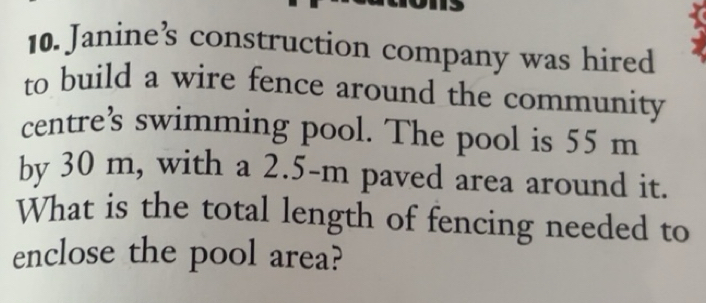 Solved: Janine’s construction company was hired to build a wire fence ...