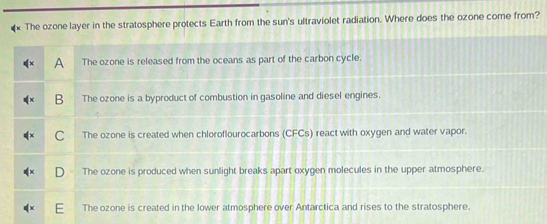 The ozone layer in the stratosphere protects Earth from the sun's ultraviolet radiation. Where does the ozone come from?