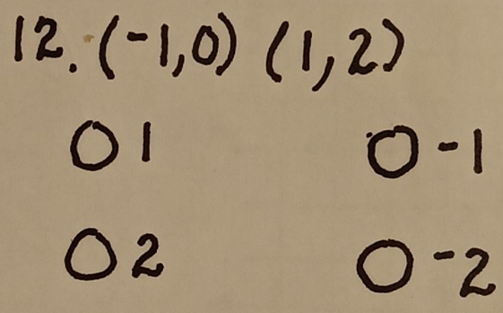 12 (-1,0)(1,2)
O1
O -1
0 -2