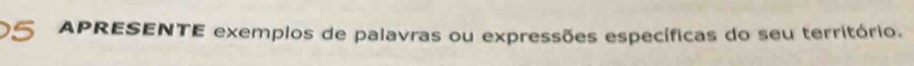 APRESENTE exemplos de palavras ou expressões específicas do seu território.