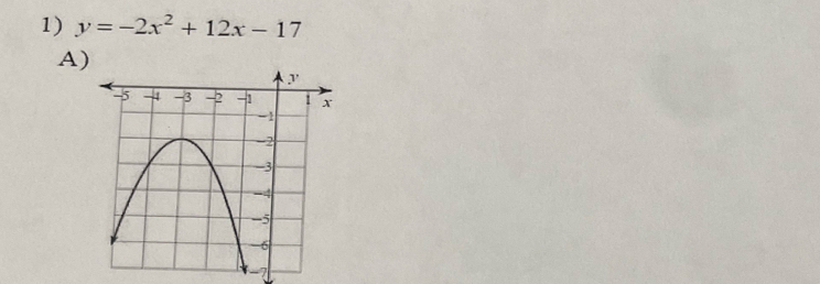 y=-2x^2+12x-17
A)