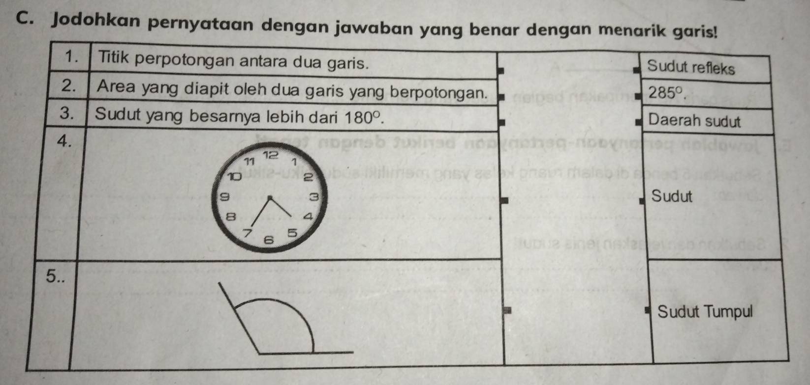 Jodohkan pernyataan dengan j