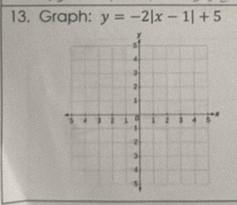 Graph: y=-2|x-1|+5