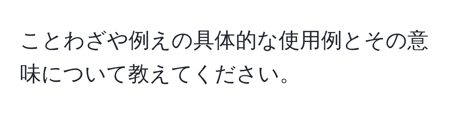 ことわざや例えの具体的な使用例とその意味について教えてください。