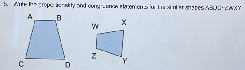 Solved: Write the proportionality and congruence statements for the ...