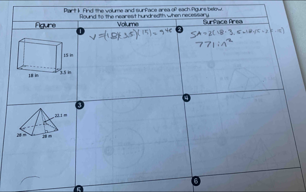 rface area of each figure below.