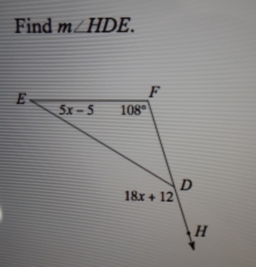 Find m∠ HDE.