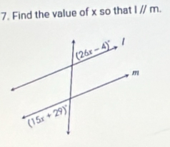 Find the value of x so that l//m.