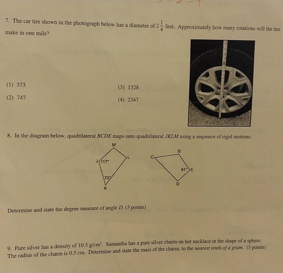 Solved: The car tire shown in the photograph below has a diameter of 2 ...