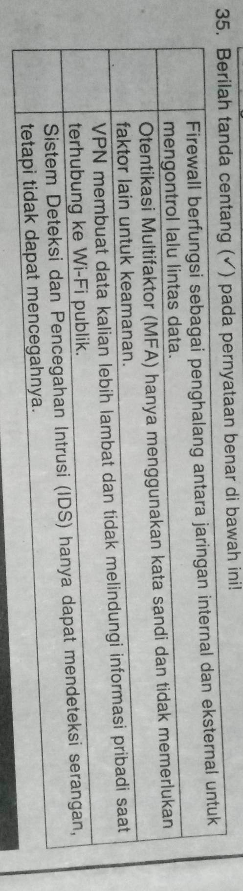 centang (✓) pada pernyataan benar di bawah ini!