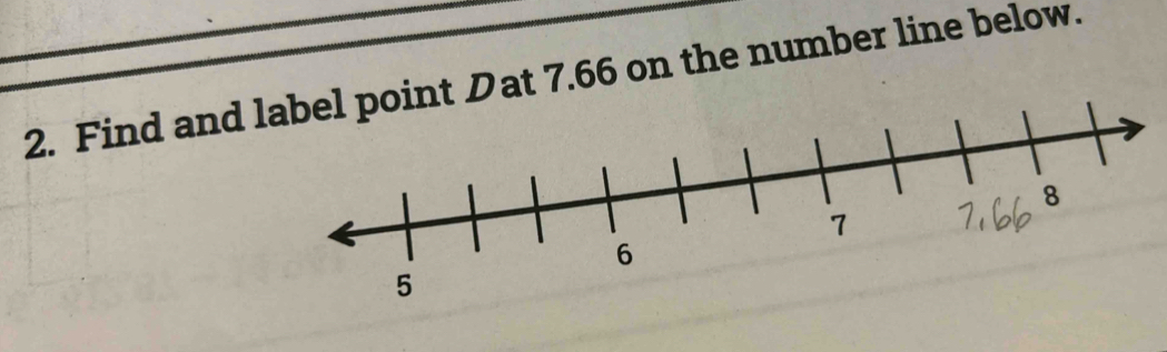 Find and t 7.66 on the number line below.