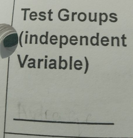 Test Groups 
(independent 
Variable) 
_