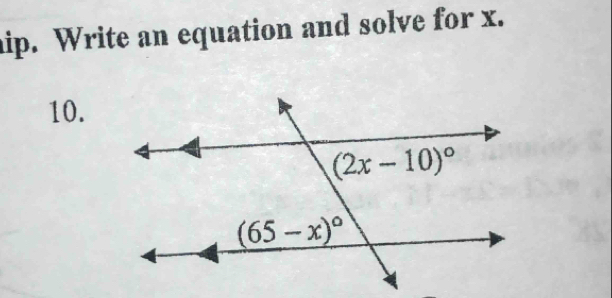 hip. Write an equation and solve for x.
10.