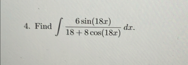 Find ∈t  6sin (18x)/18+8cos (18x) dx.