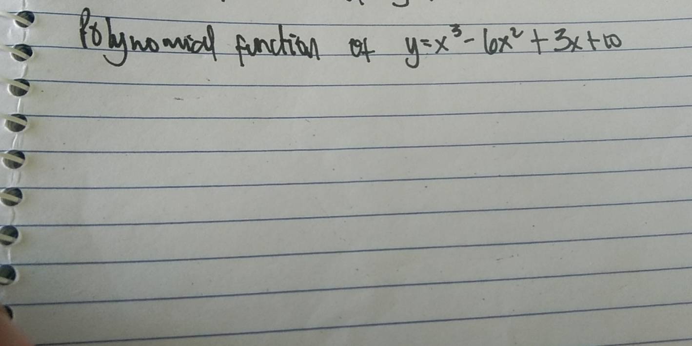 Polynomaay pundion of
y=x^3-6x^2+3x+10