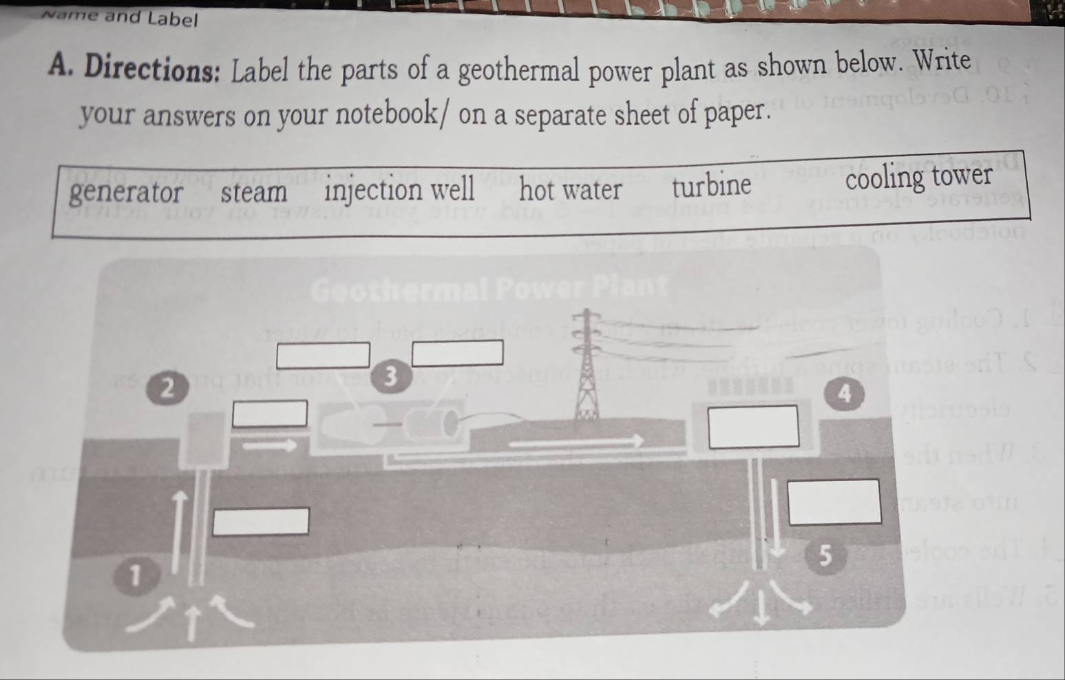 Solved: Name and Label A. Directions: Label the parts of a geothermal ...