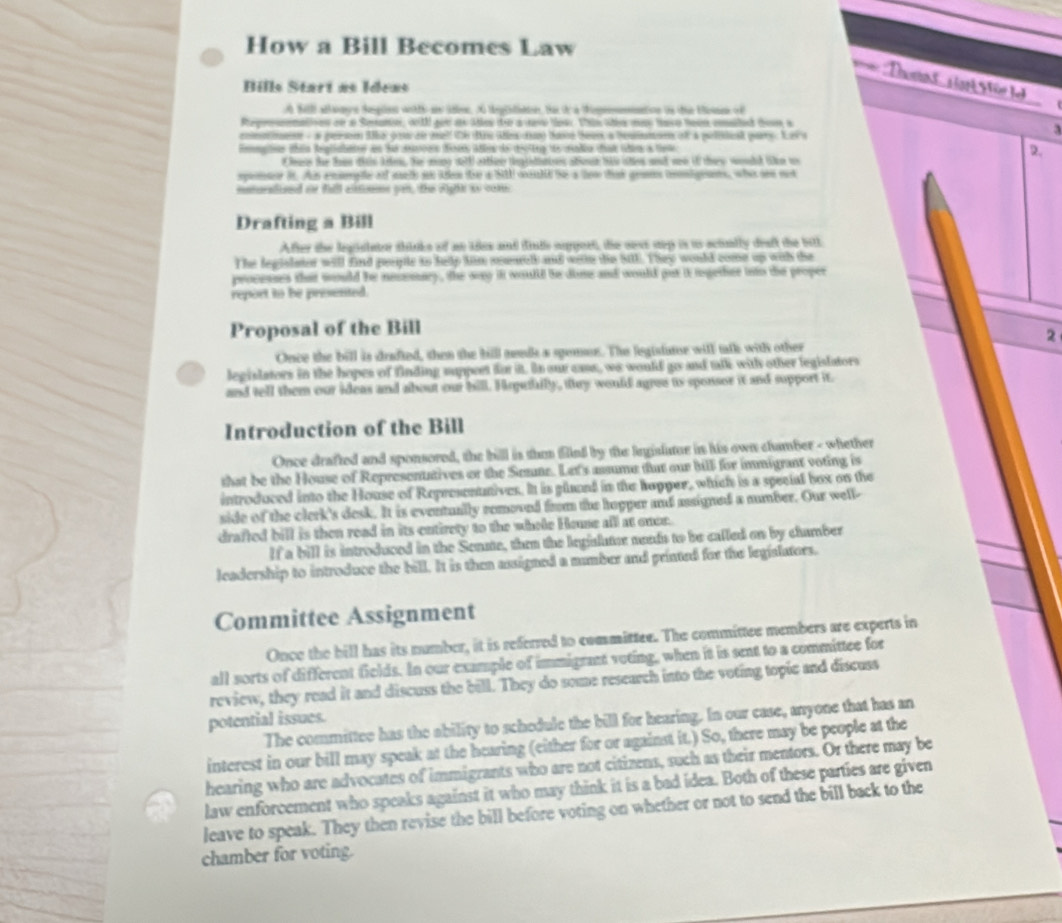 Solved: How a Bill Becomes Law , Bills Starí as Ideas b Welll atan e ...