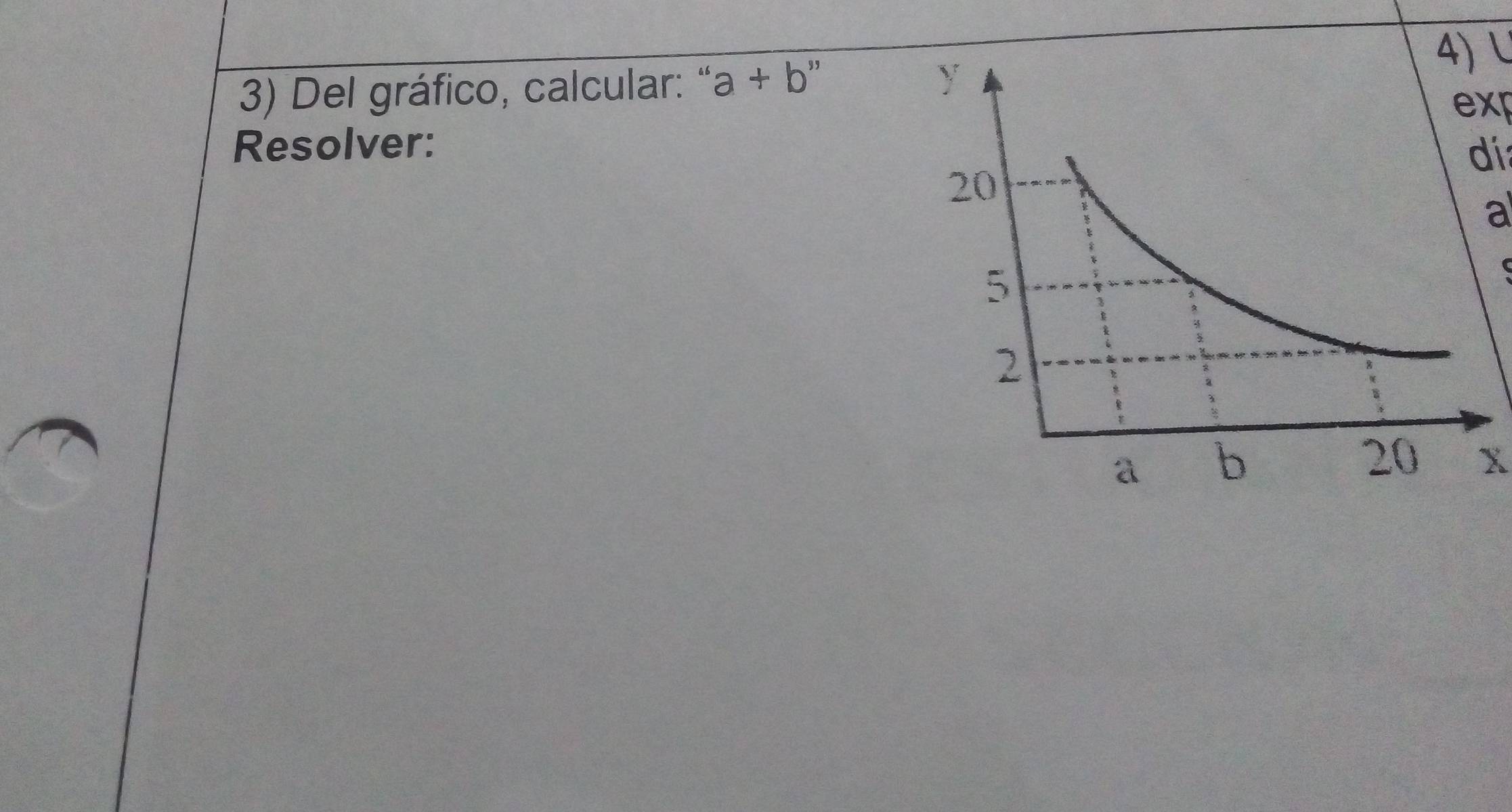 Del gráfico, calcular: “ a+b
4) ∪ 
exp 
Resolver: 
dí
a
x