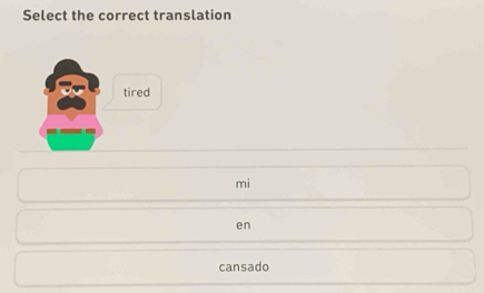 Select the correct translation
tired
mi
en
cansado