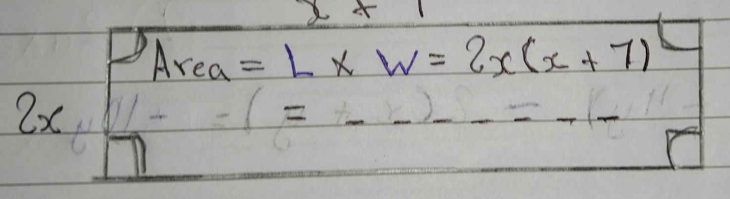 x+1
Area=L* W=2x(x+7)
2x