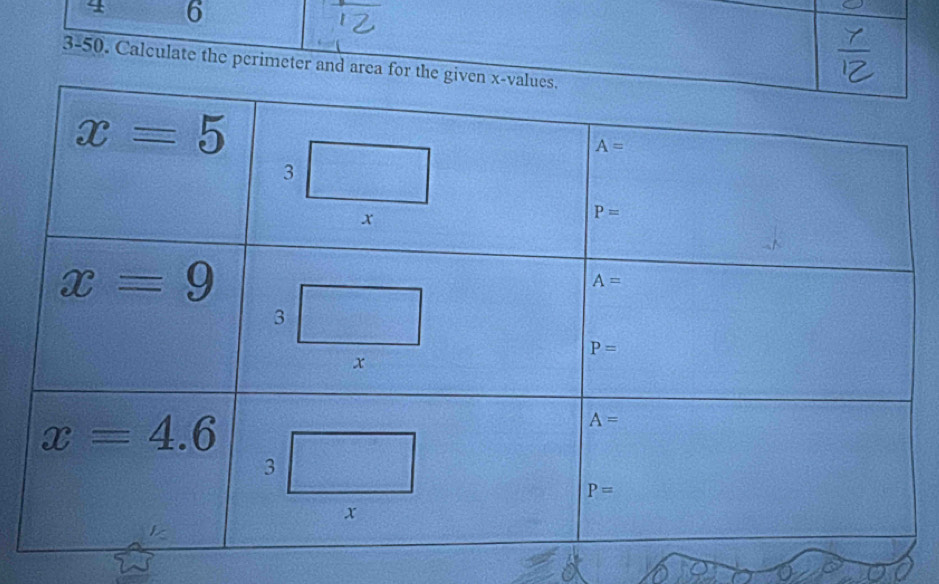 4 6
3-50. Calculate the perimeter and ar