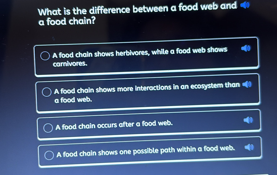 Solved: What is the difference between a food web and a food chain? A ...