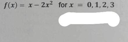 f(x)=x-2x^2 for x=0,1,2,3