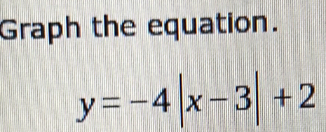 Graph the equation.
y=-4|x-3|+2