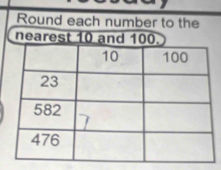 Round each number to the 
nearest 10 an