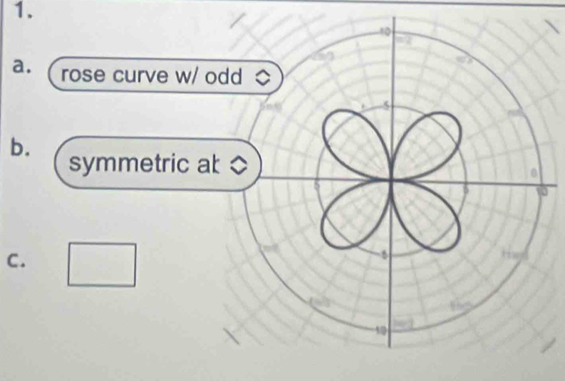 rose curve 
b. 
symmetri 
C.