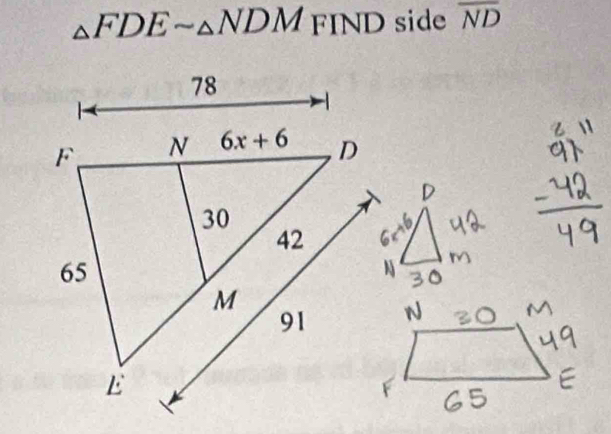 △ FDEsim △ NDM FIN D side overline ND