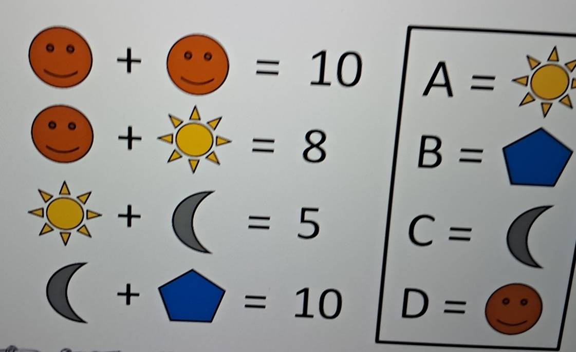 +
=10 A=
+
=8
B=
+
=5
C=
+
=10 D=