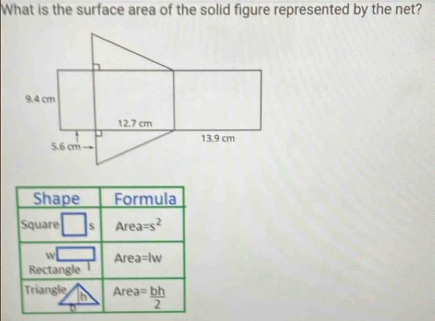 What is the surface area of the solid figure represented by the net?