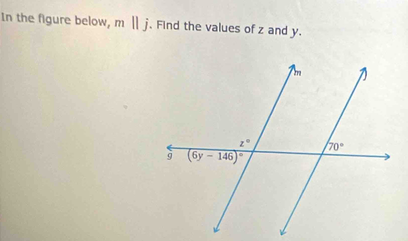 In the figure below, m||j 、Find the values of z and y.