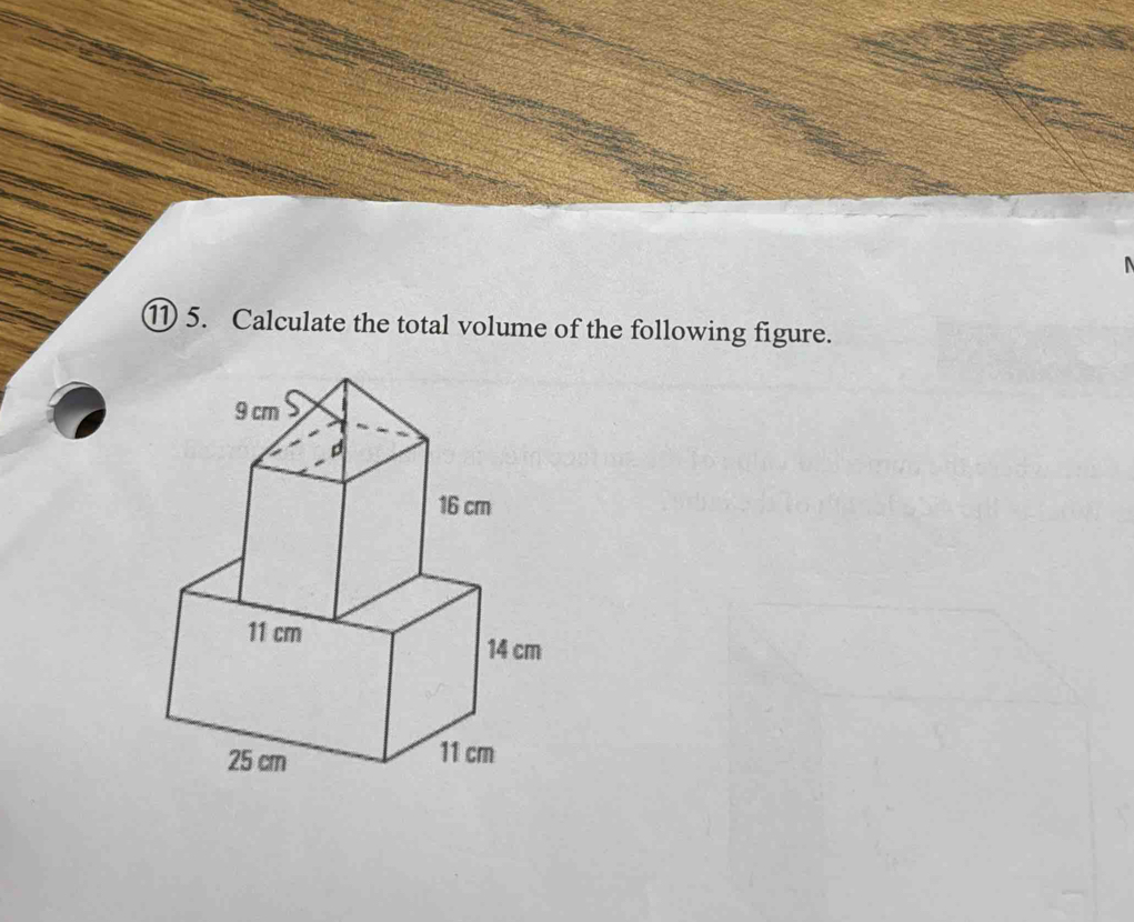 ⑪ 5. Calculate the total volume of the following figure.