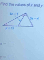 Find the values of x and y
x=
r=