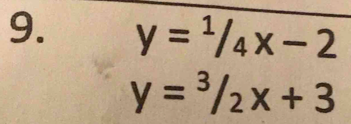 y=1/4x-2
y=3/2x+3