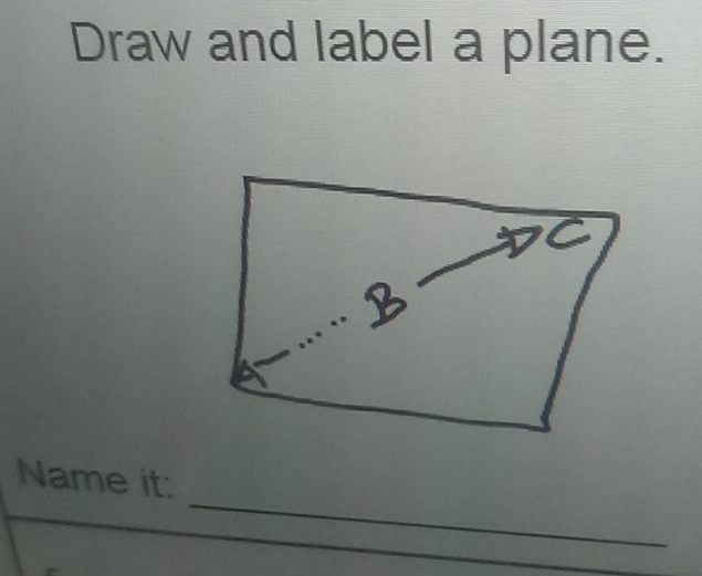 Draw and label a plane. 
_ 
Name it: