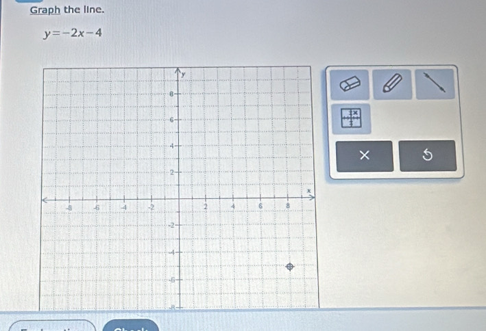 Graph the line.
y=-2x-4
×