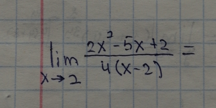 limlimits _xto 2 (2x^2-5x+2)/4(x-2) =