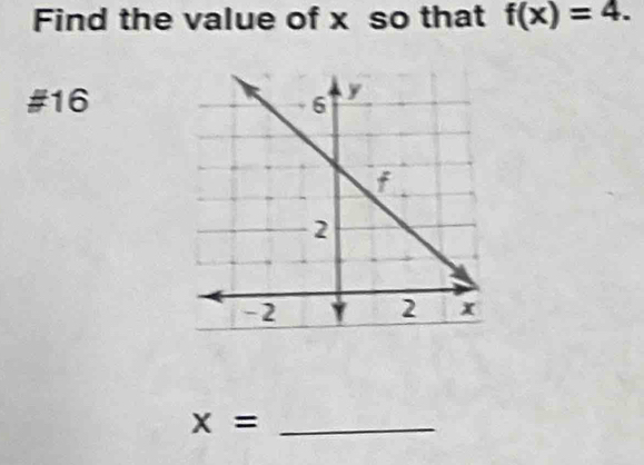 Find the value of x so that f(x)=4. 
# 16 `
x= _