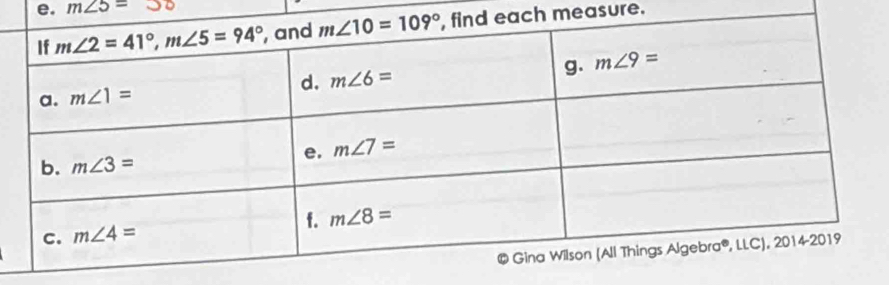 m∠ 5=
h measure.