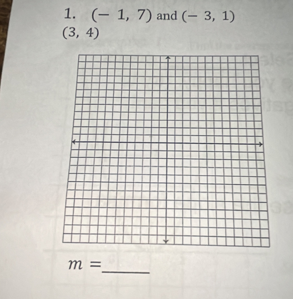 (-1,7) and (-3,1)
(3,4)
_
m=