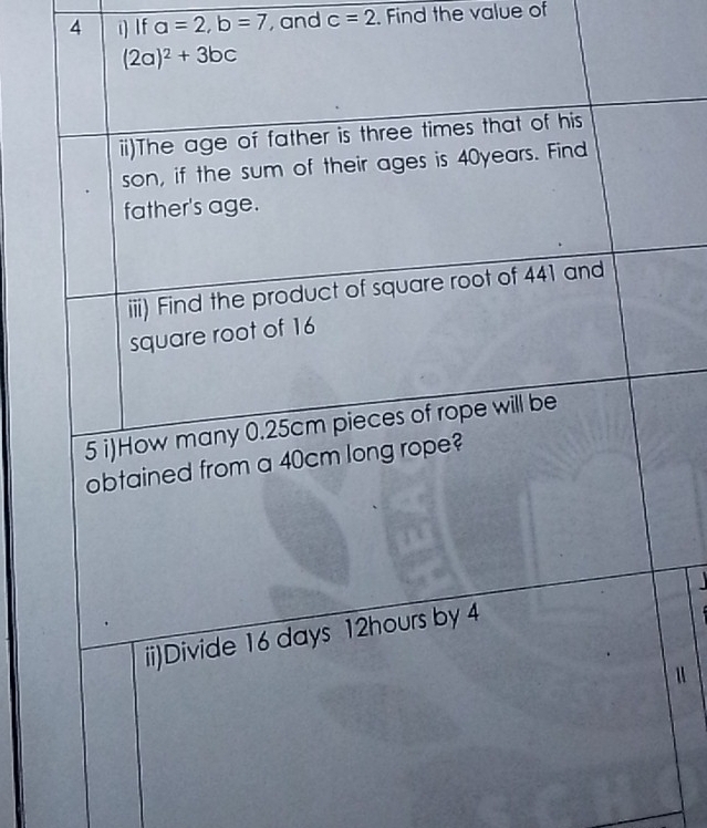 If a=2,b=7 , and c=2. Find the value of