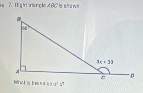 Right triangle ABC is shown.