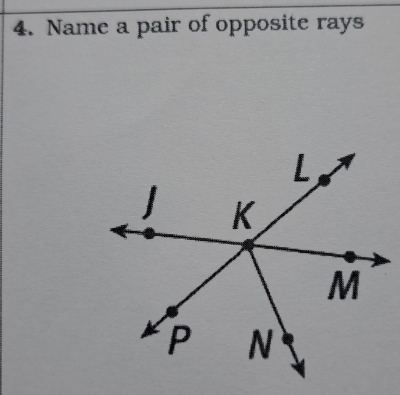 Name a pair of opposite rays