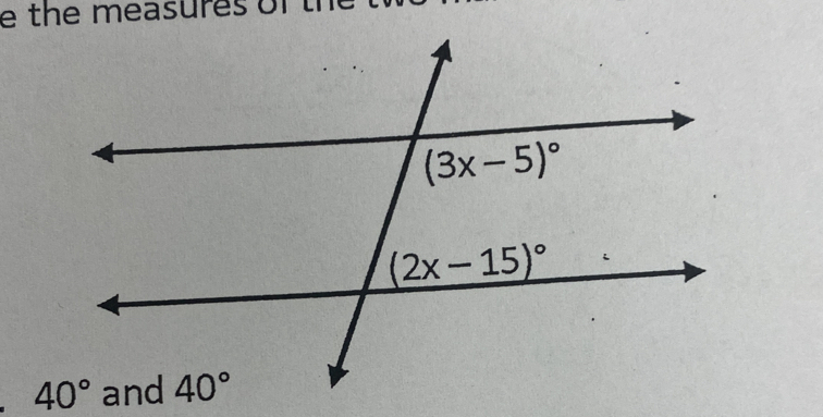 the measures of th
40°