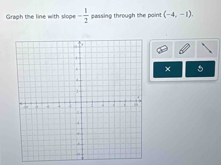 Graph the line with slope - 1/2  passing through the point (-4,-1). 
×